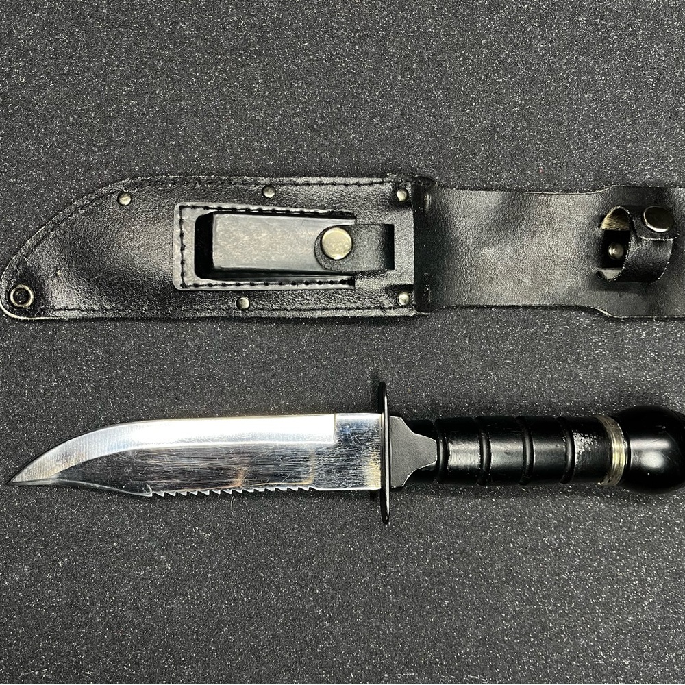 Black Tactical Knife with Sheath